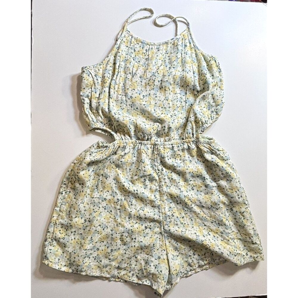 Abercrombie Kids Floral Romper Girls 13/14 Side Cutout Spaghetti Strap NWT